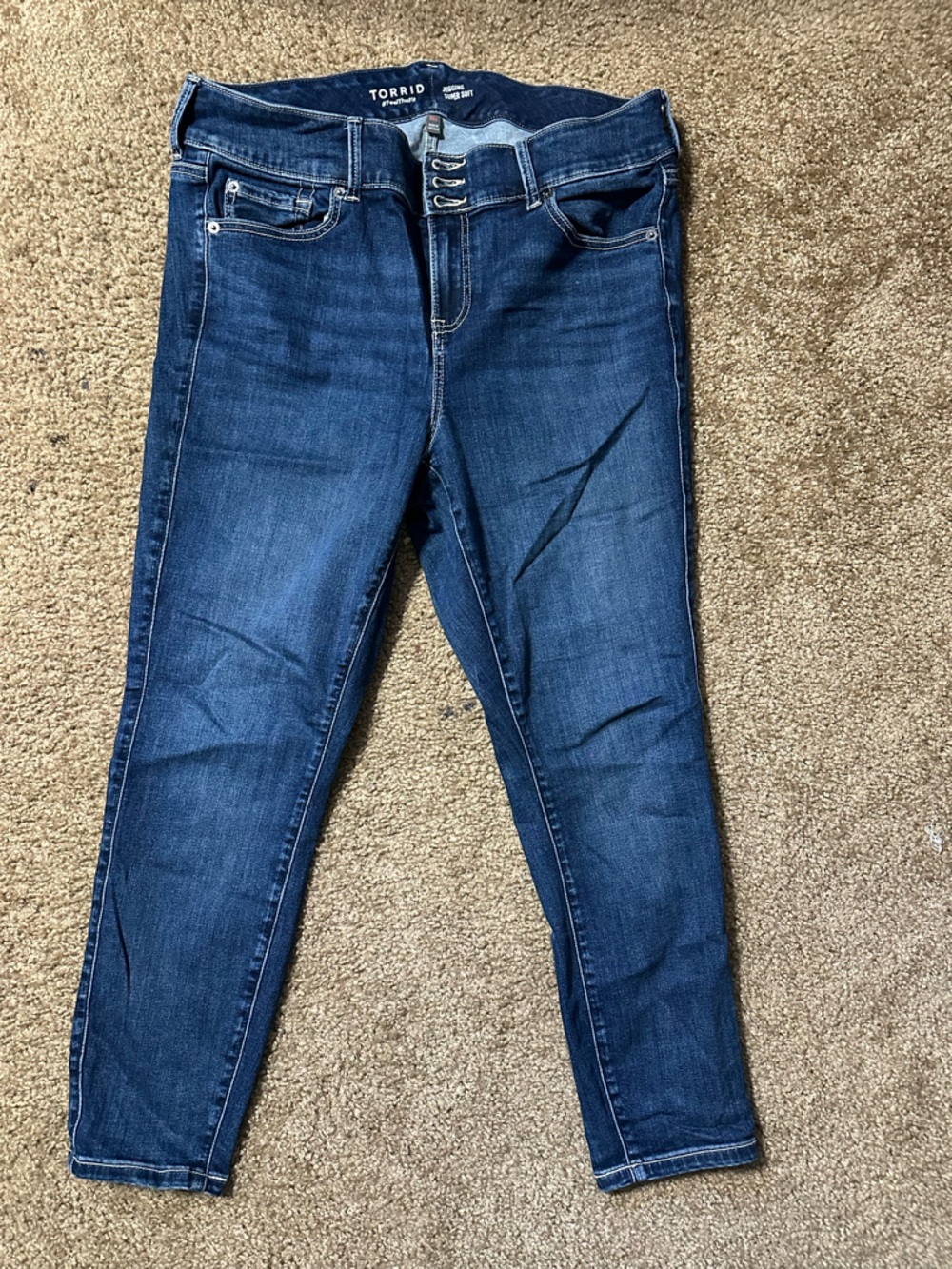 torrid plus dark blue denim jeggings high rise